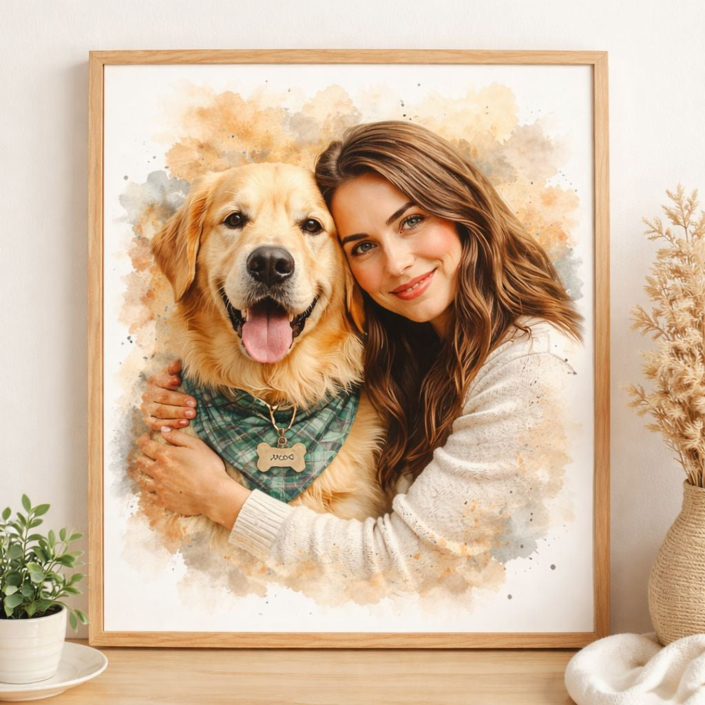 Pet & Owner Custom Portrait