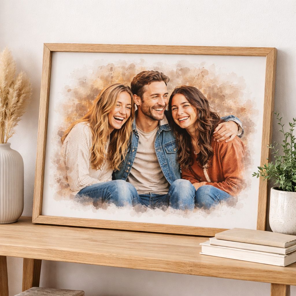 Sibling Bond Portrait – Capture the Unique Connection Between Siblings, Custom Watercolour Family Artwork