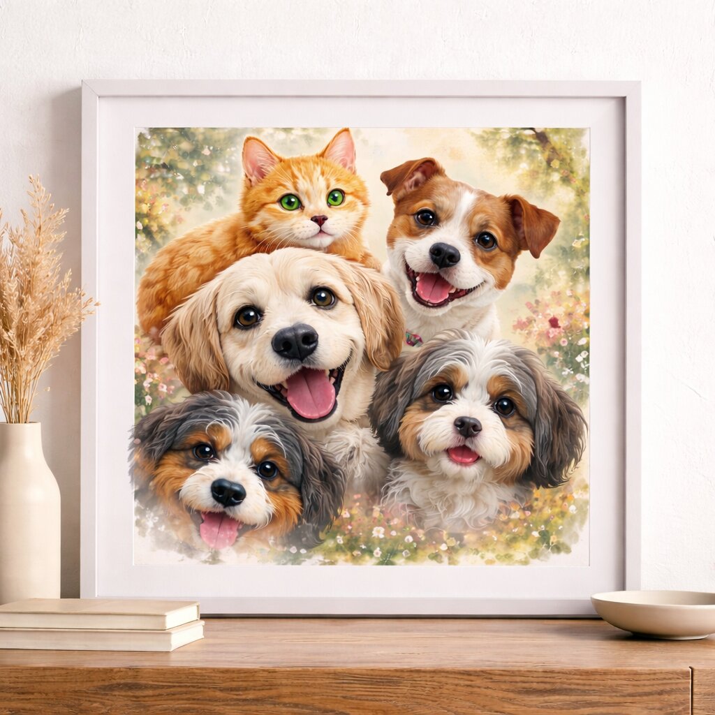 Custom Cartoon Pet Portrait – Personalised Dog or Cat Illustration from Photo, Fun Pet Artwork Gift