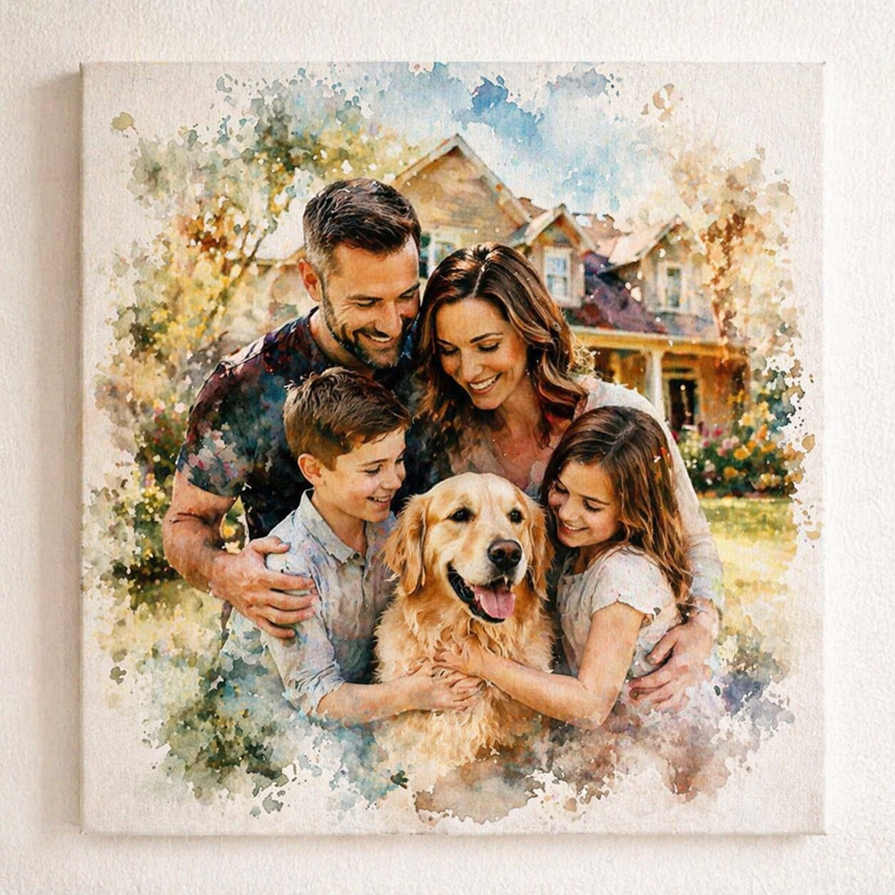 Family United Portrait – Custom Watercolour Family Artwork Bringing Everyone Together from Photo