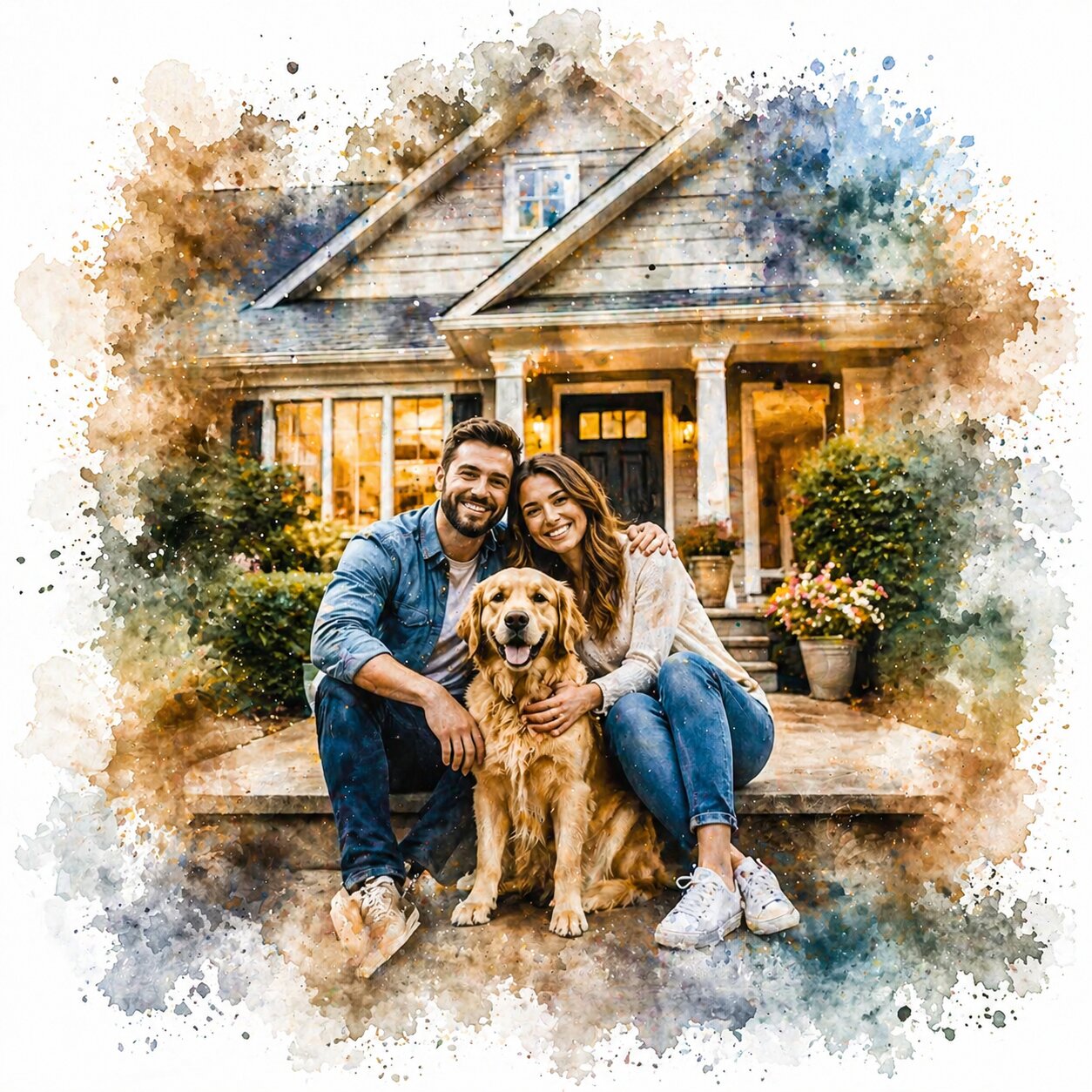 Housewarming Gift Portrait – Custom Watercolour Home Artwork