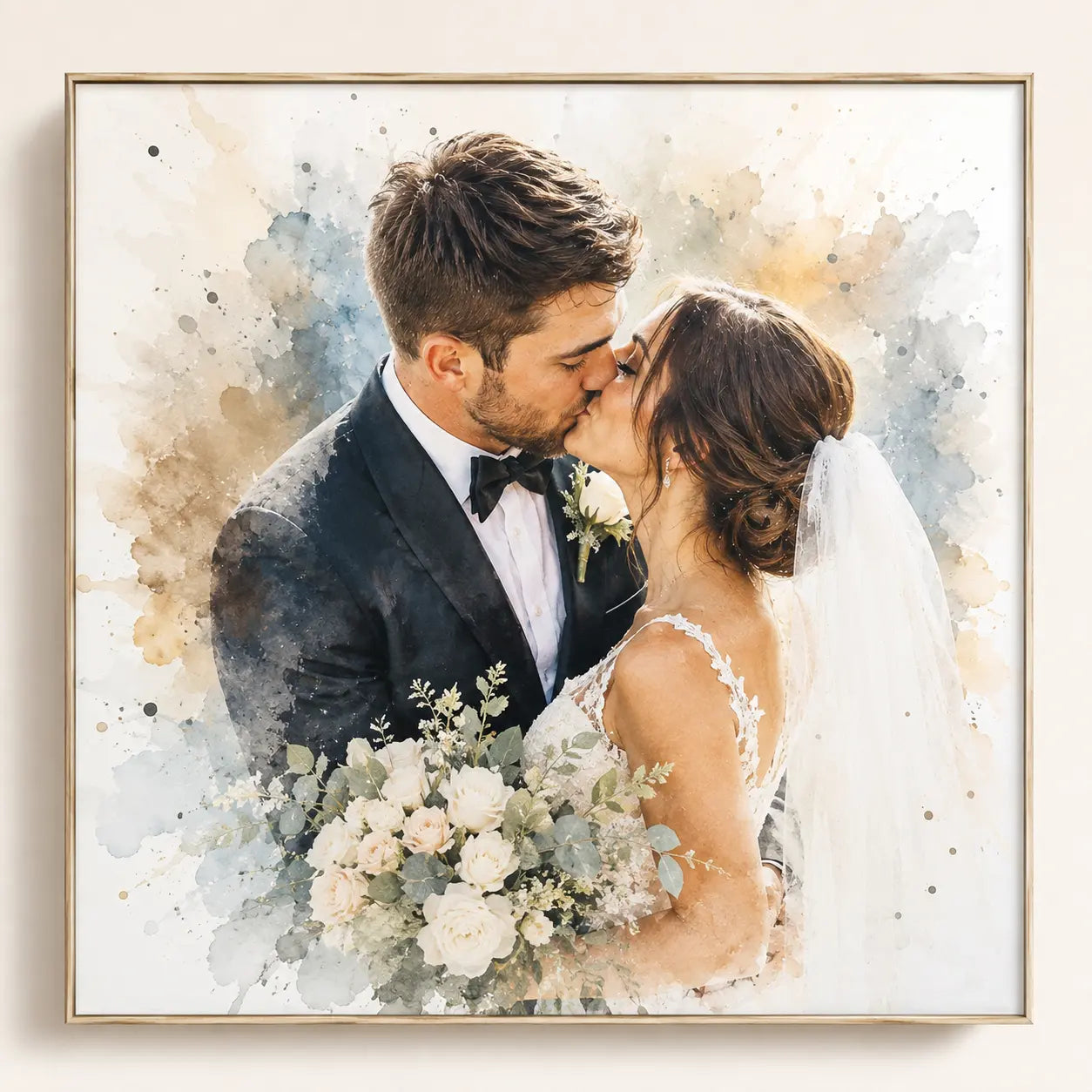 Recreate Wedding Moment from Photo Custom Watercolour Wedding Portrait Keepsake