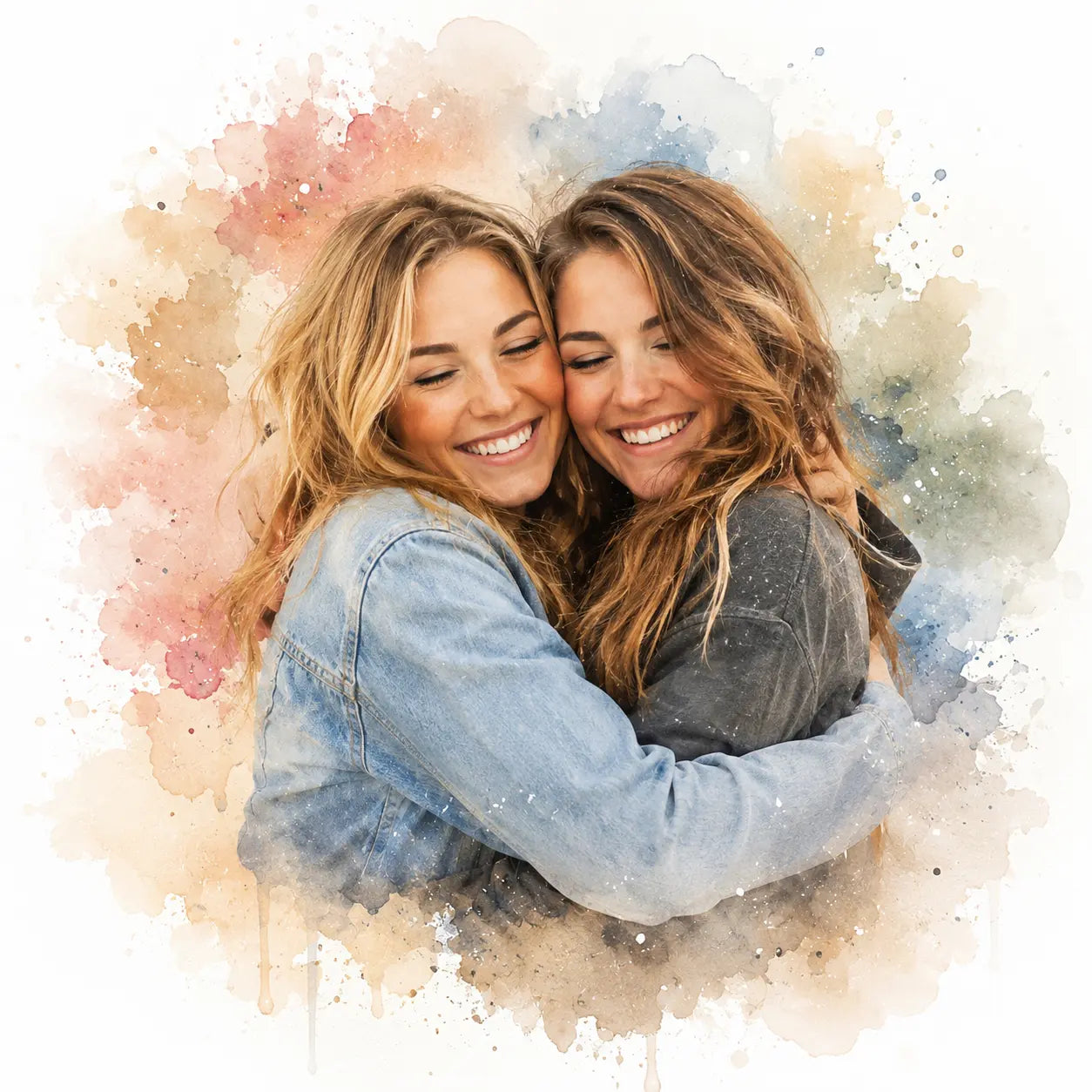 Personalised Best Friend Watercolour Portrait from Photo Special Friendship Gift
