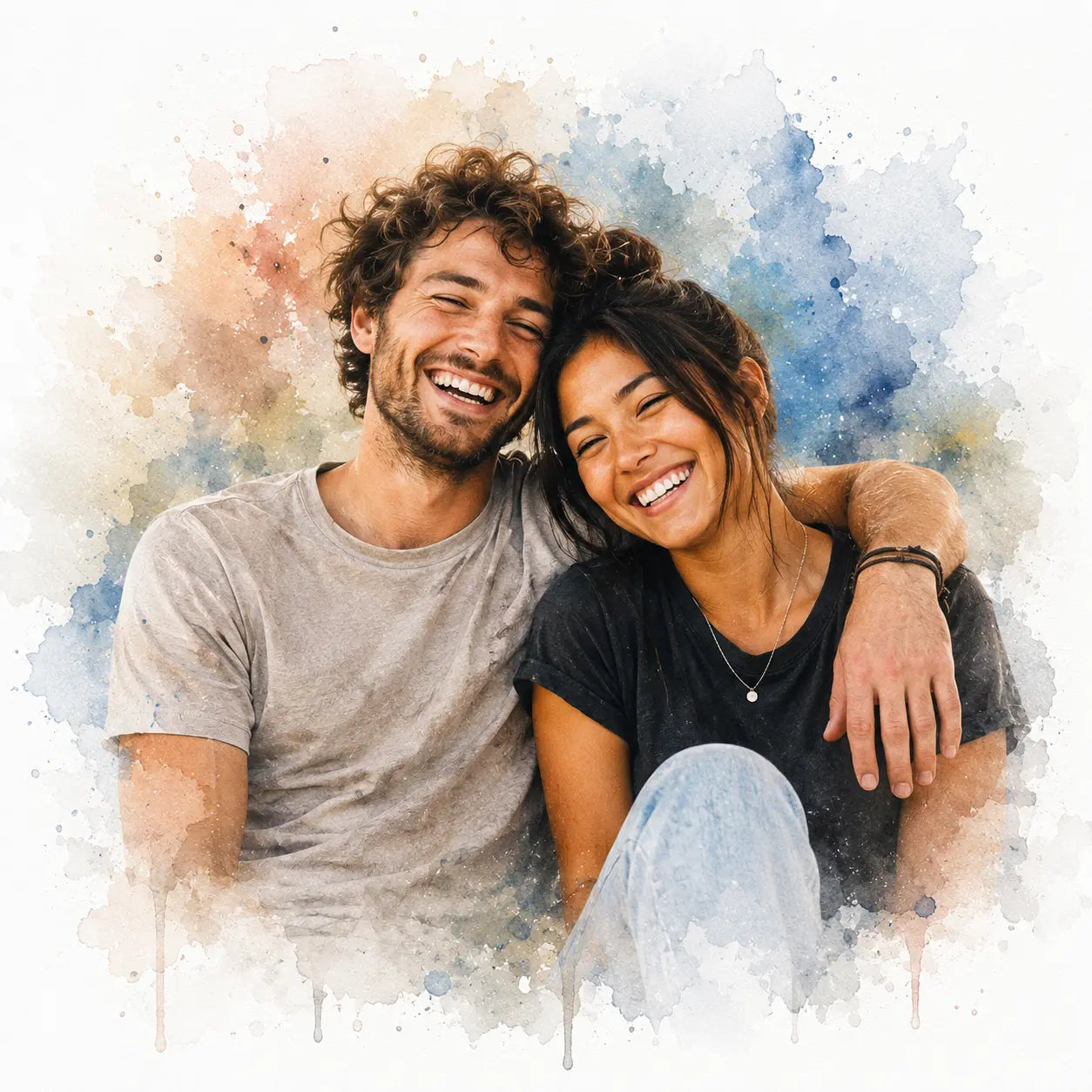 Personalised Best Friend Watercolour Portrait from Photo Special Friendship Gift