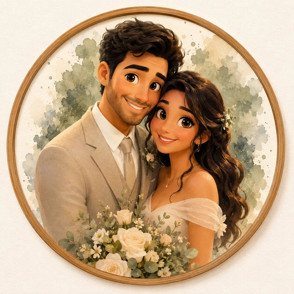 Custom Pixar Style Couple Portrait from Photo Personalised 3D Cartoon Artwork
