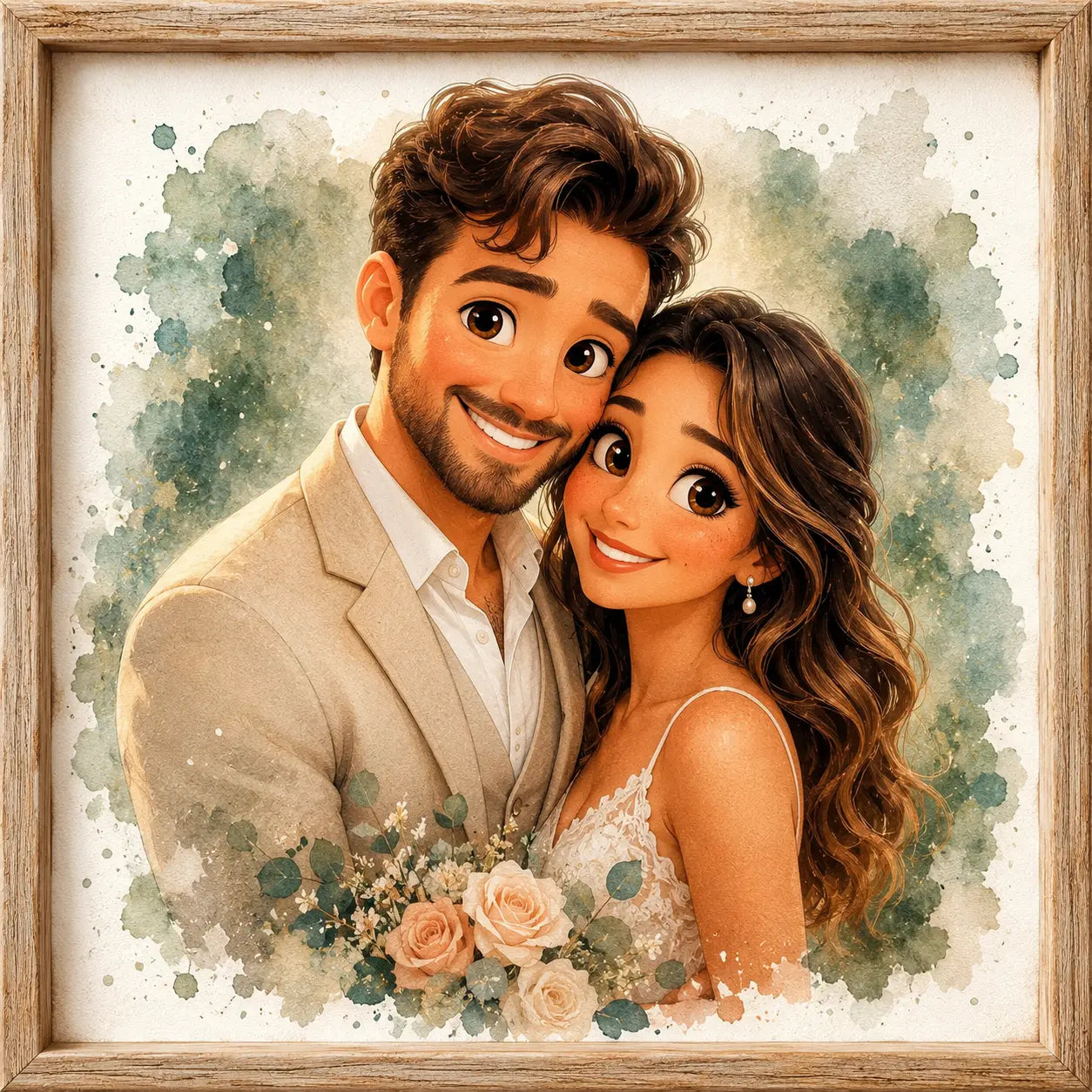 Custom Pixar Style Couple Portrait from Photo Personalised 3D Cartoon Artwork