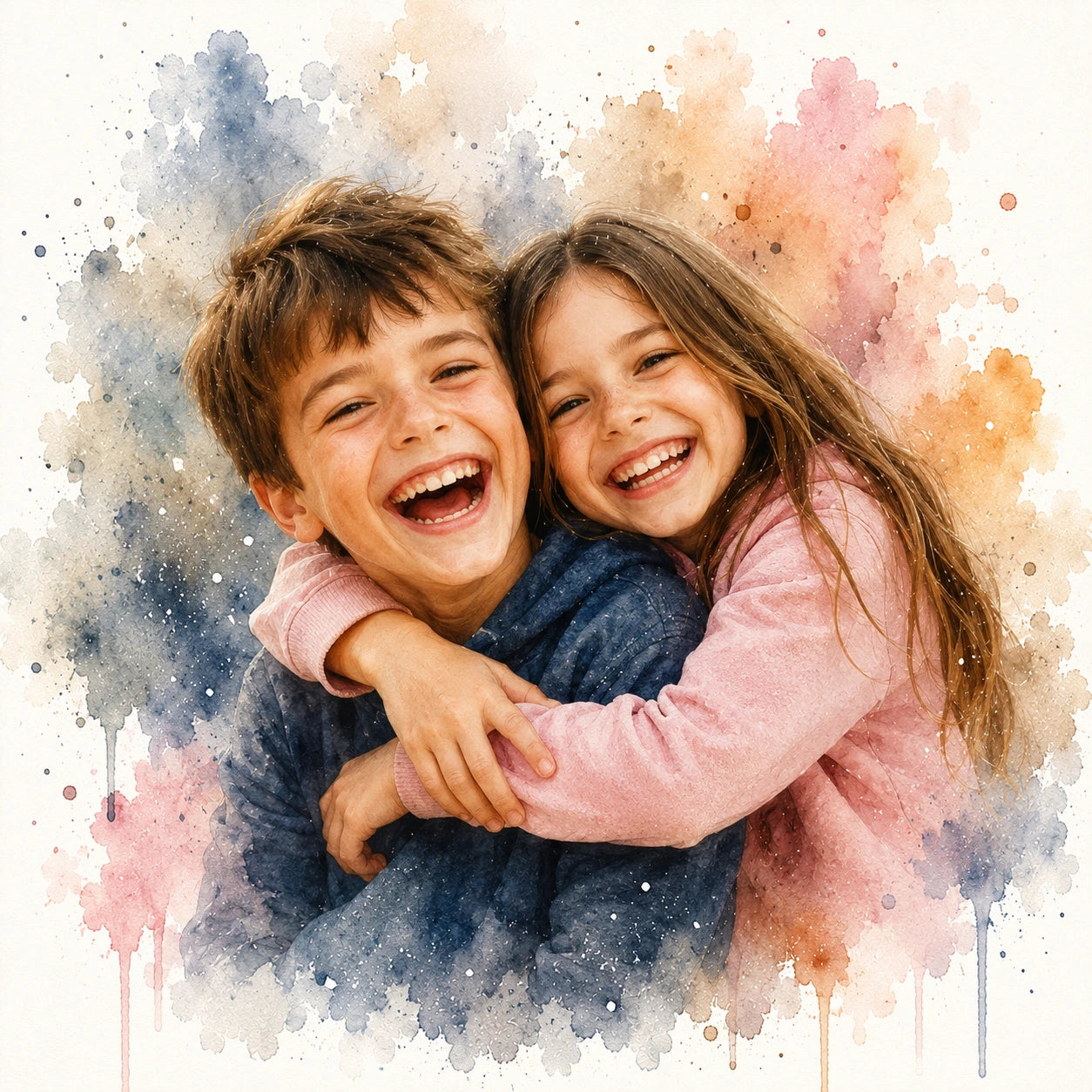 Long Distance Best Friend Portrait from Photo Personalised Watercolour Friendship Gift