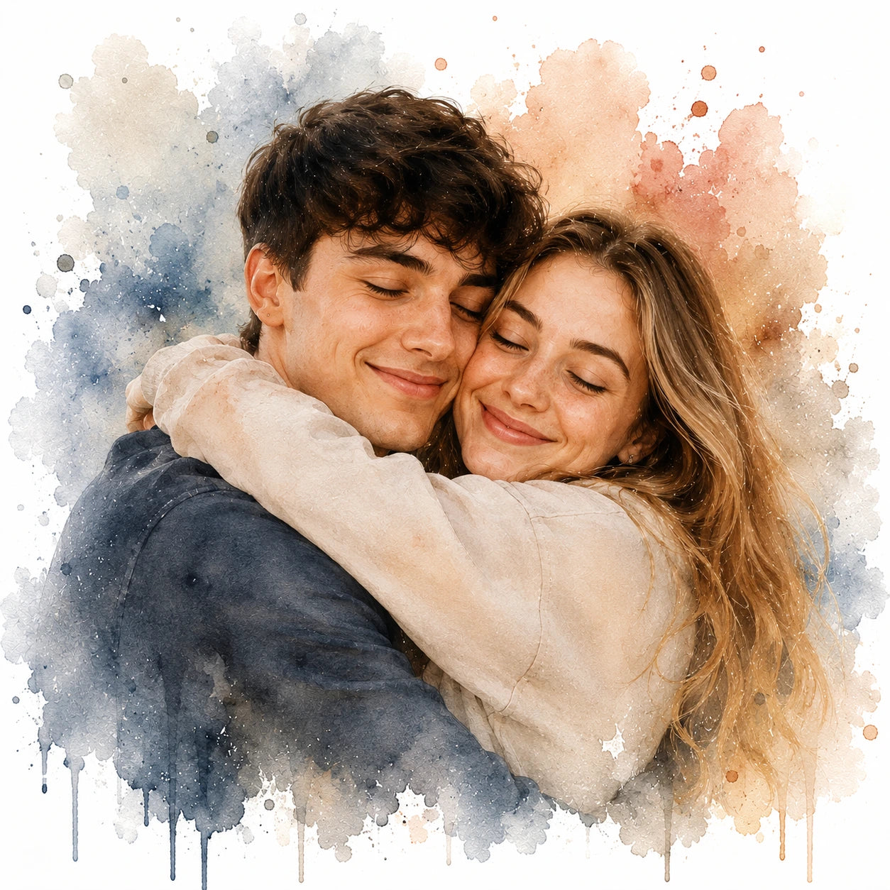 Long Distance Best Friend Portrait from Photo Personalised Watercolour Friendship Gift