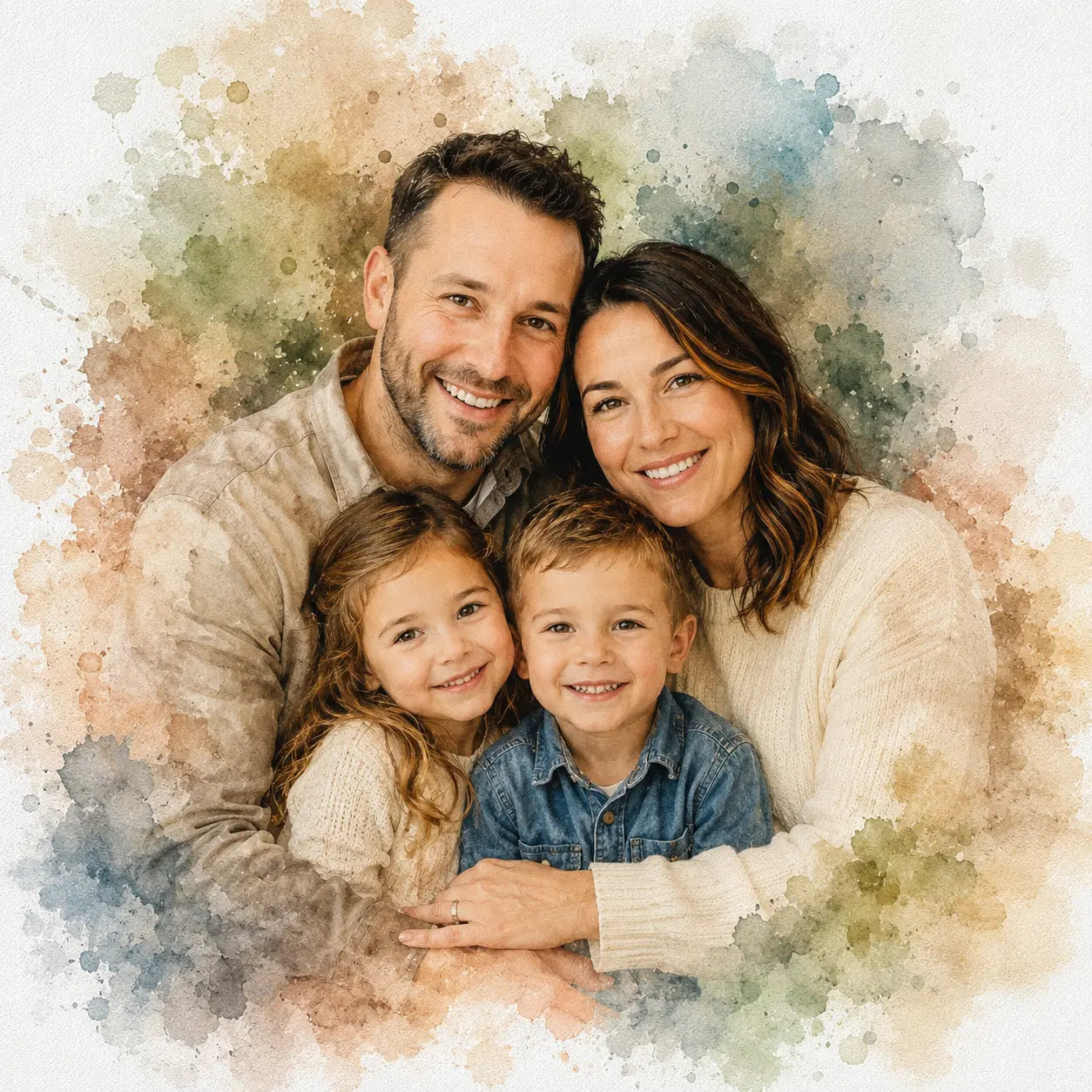 Custom Godparent Gift Portrait from Photo Personalised Watercolour Keepsake