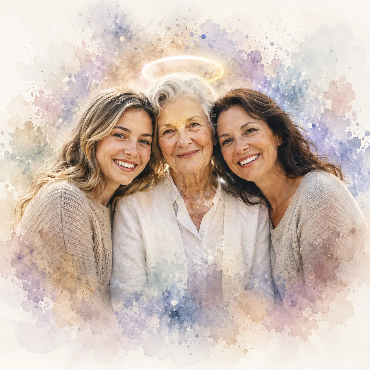Custom Deceased Remembrance Portrait from Photo Personalised Memorial Watercolour Gift