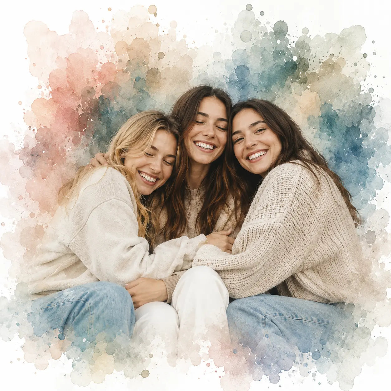 Gift for Lifelong Friendships Personalised Best Friends Watercolour Portrait from Photo