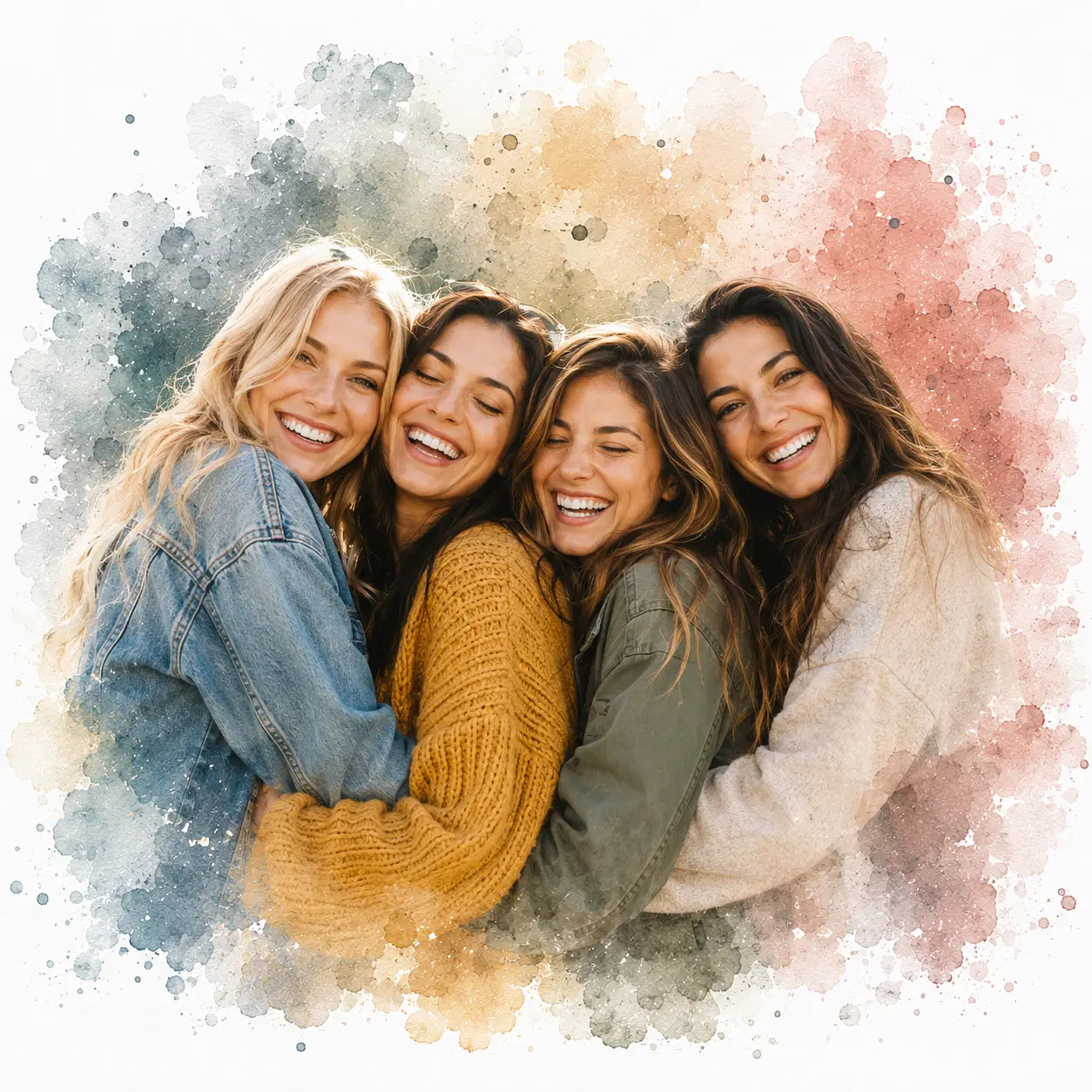 Gift for Lifelong Friendships Personalised Best Friends Watercolour Portrait from Photo