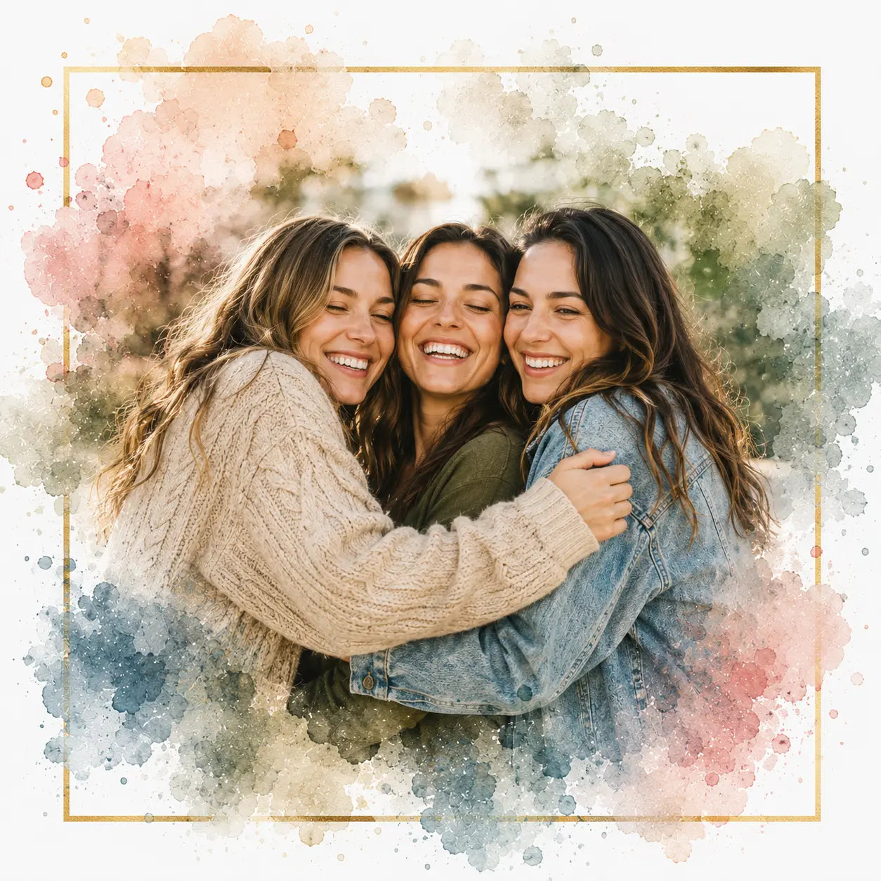 Gift for Lifelong Friendships Personalised Best Friends Watercolour Portrait from Photo
