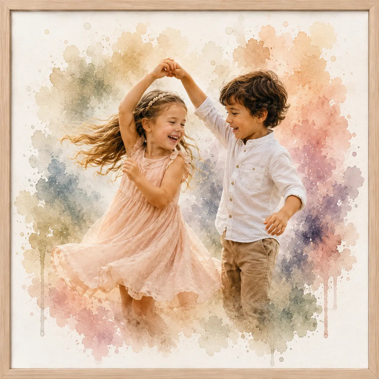 Custom Children's Watercolour Portrait from Photo Personalised Kids Wall Art