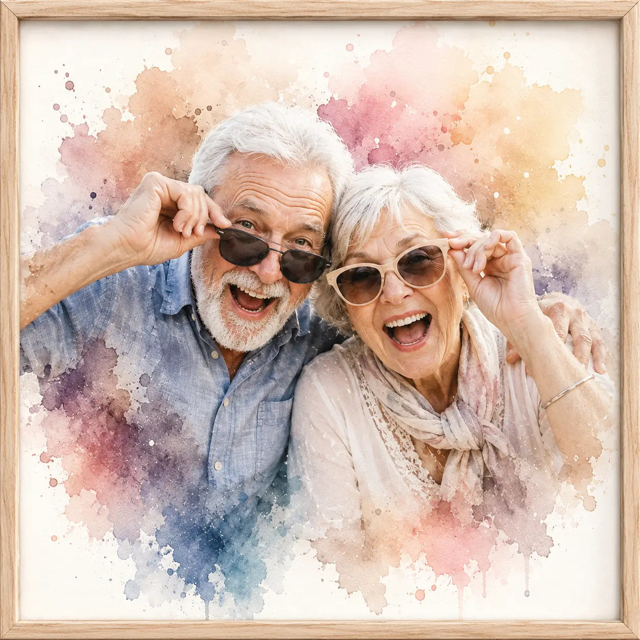 Grandparents Anniversary Watercolour Portrait from Photo Personalised Gift