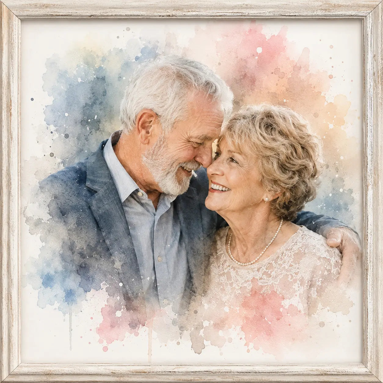 Grandparents Anniversary Watercolour Portrait from Photo Personalised Gift