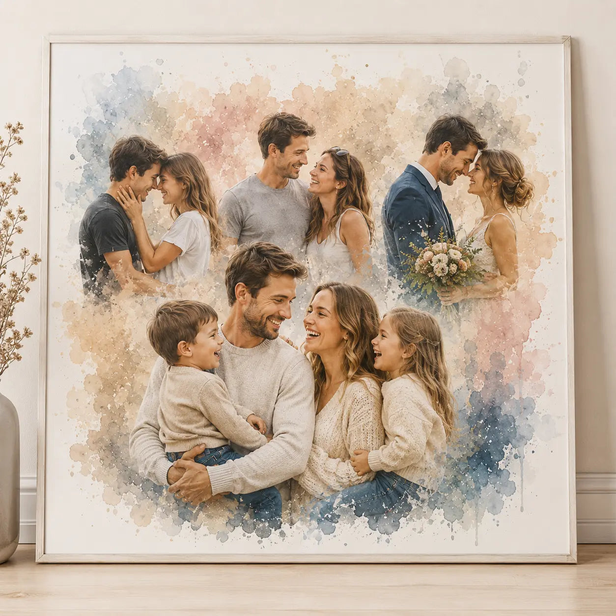 Relationship Journey Portrait from Photo Personalised Watercolour Couple Keepsake