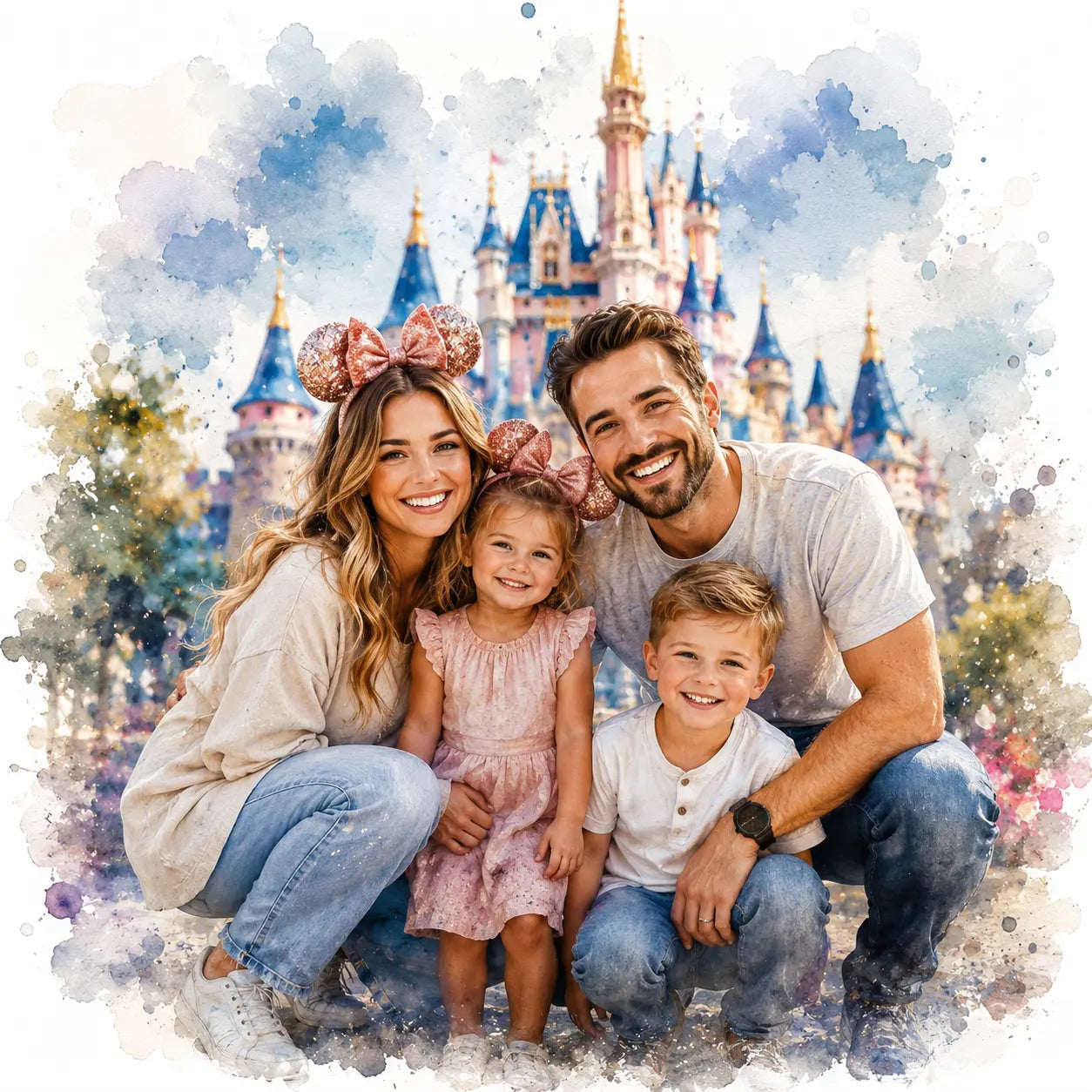 Custom Disney Style Portrait from Photo Personalised Fairytale Cartoon Artwork