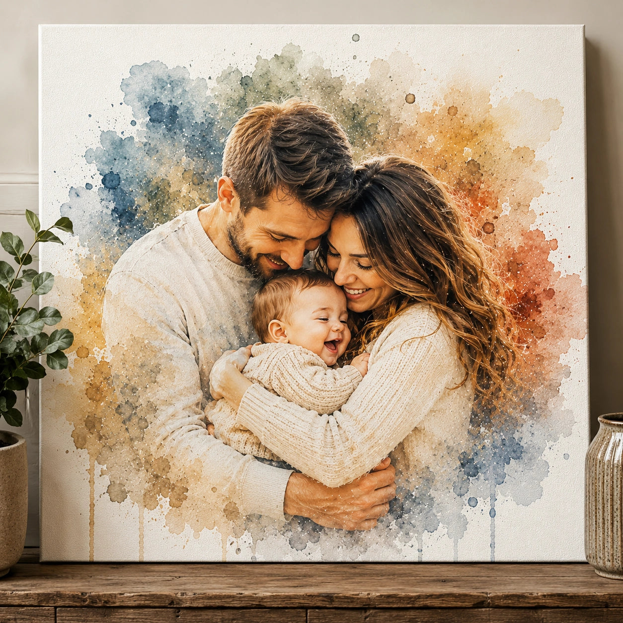 Sentimental Yearly Tradition Gift Personalised Family Watercolour Portrait from Photo