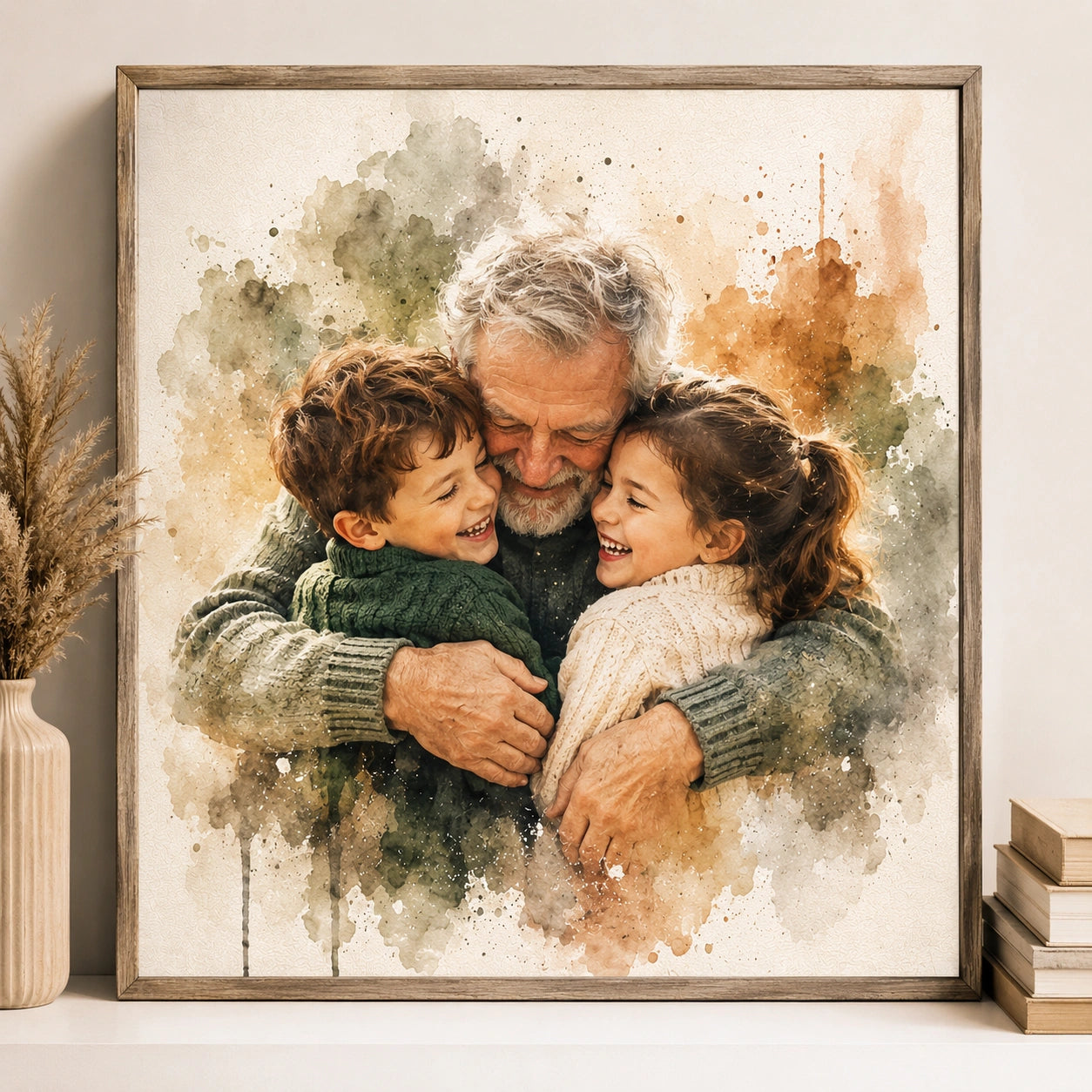 Sentimental Yearly Tradition Gift Personalised Family Watercolour Portrait from Photo