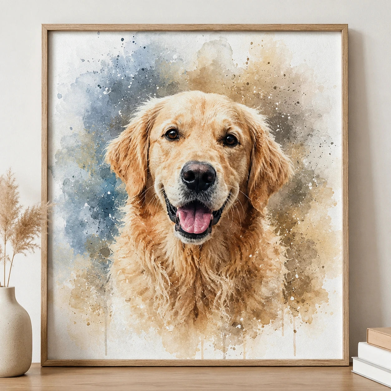 Elegant Pet Artwork for Home Decor Custom Watercolour Pet Portrait from Photo