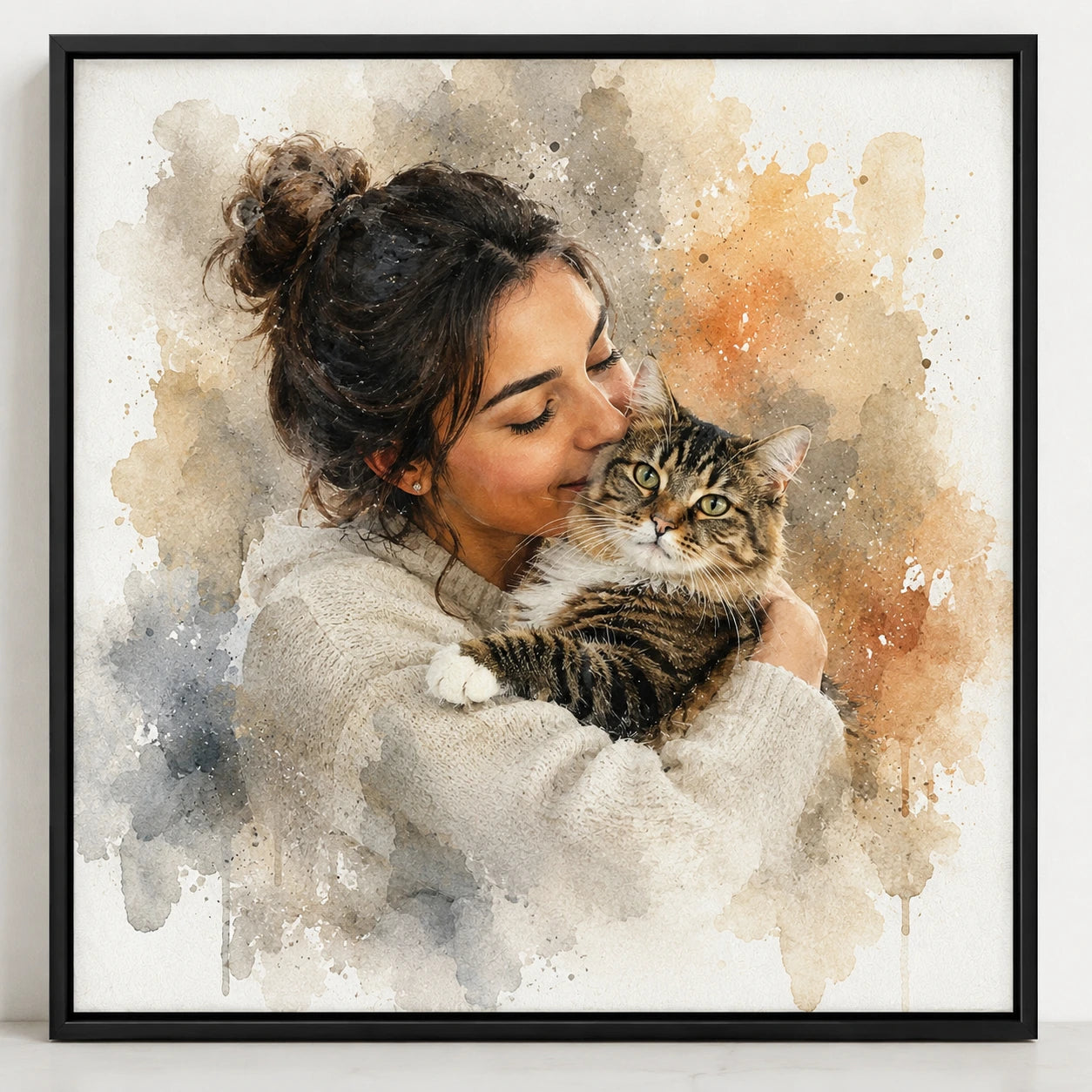 Elegant Pet Artwork for Home Decor Custom Watercolour Pet Portrait from Photo
