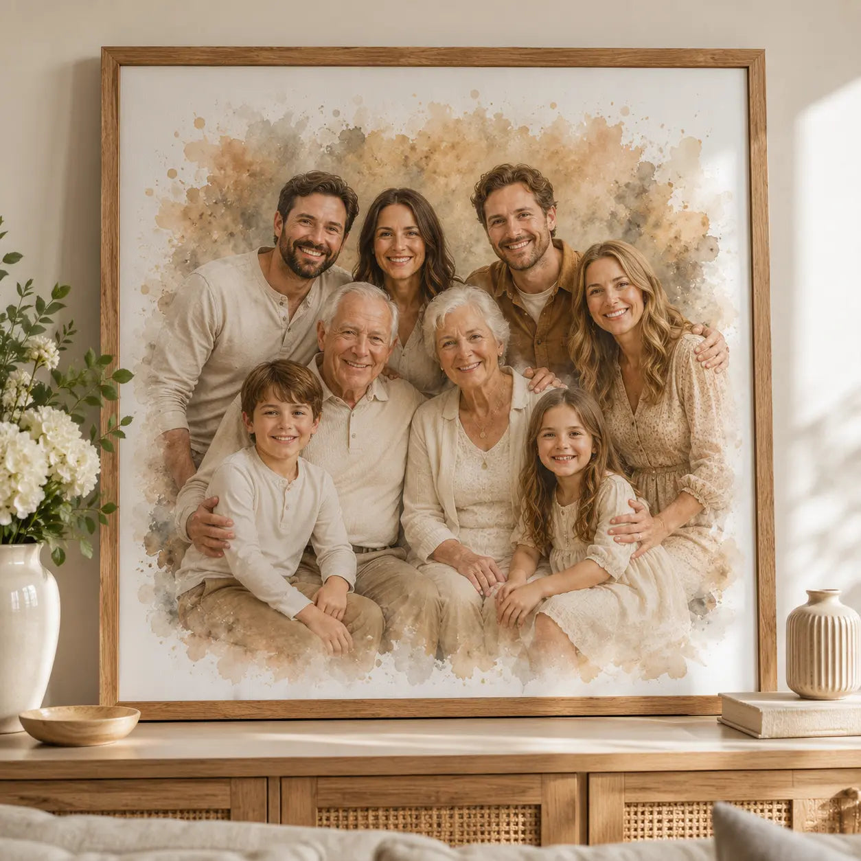 Sympathy Remembrance Gift Personalised Memorial Portrait from Photo Watercolour Artwork