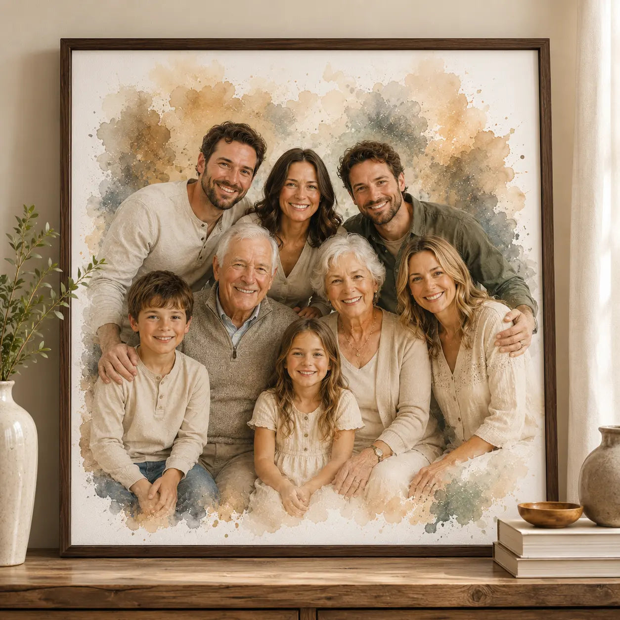 Sympathy Remembrance Gift Personalised Memorial Portrait from Photo Watercolour Artwork