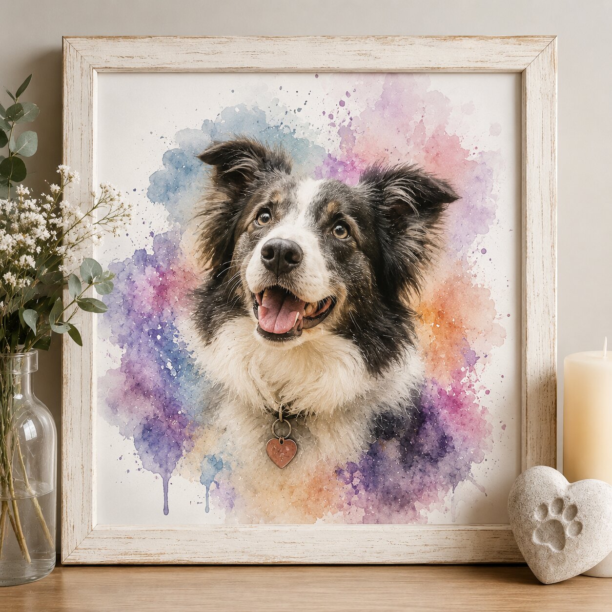 Rainbow Bridge Pet Memorial Portrait Personalised Dog Cat Remembrance Artwork from Photo