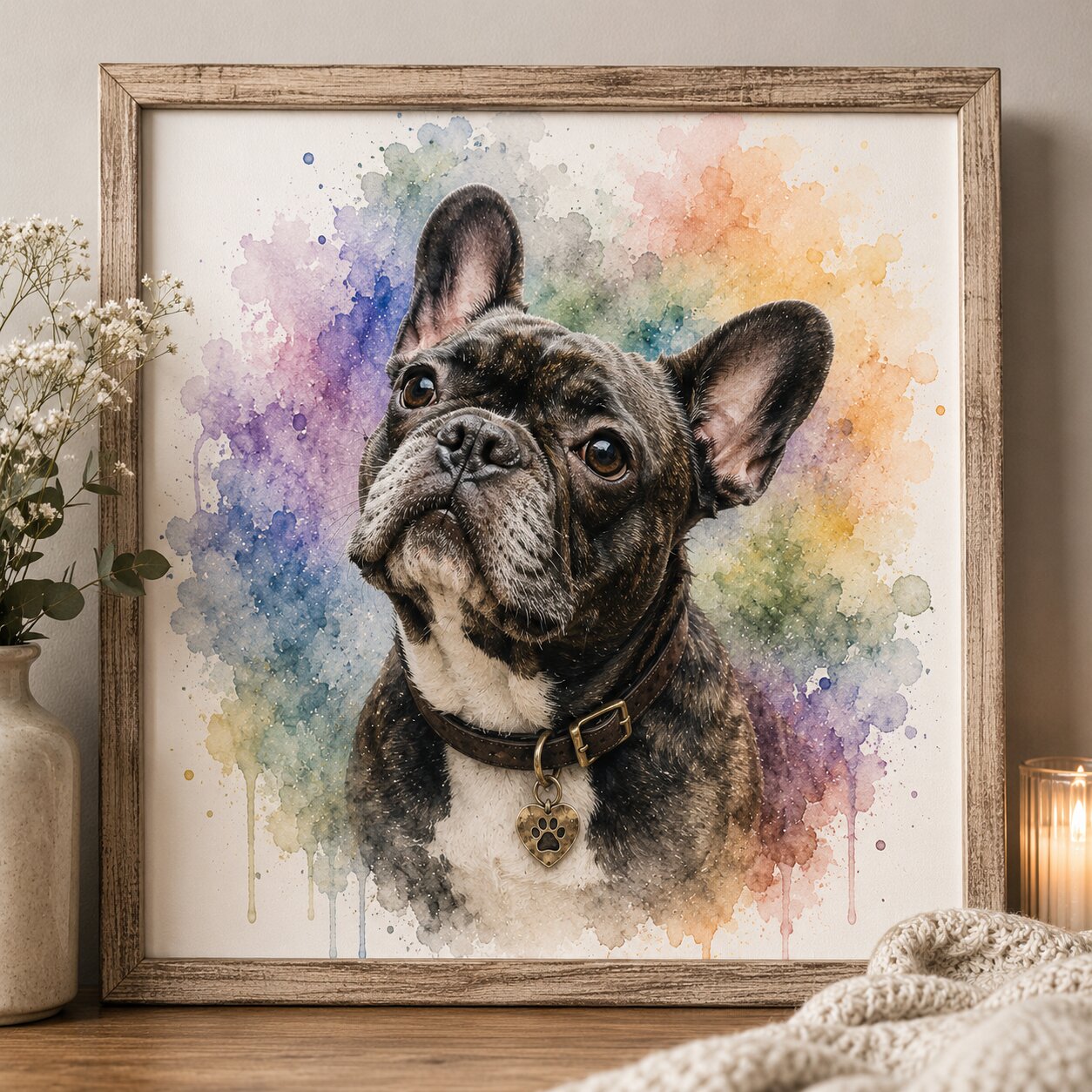 Rainbow Bridge Pet Memorial Portrait Personalised Dog Cat Remembrance Artwork from Photo