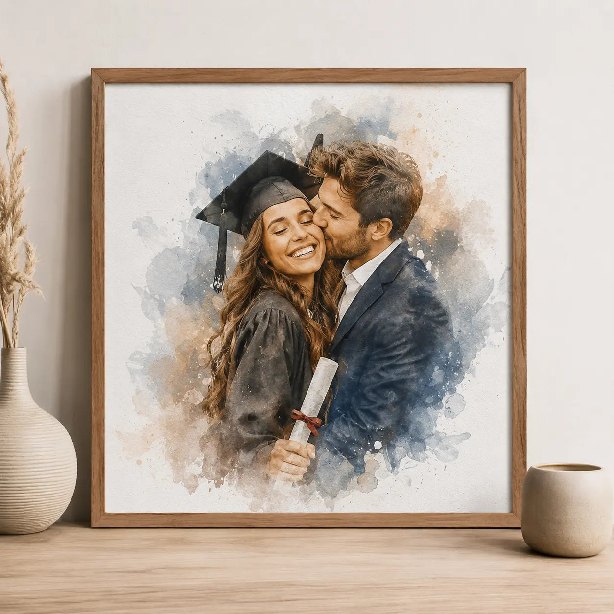 Milestone Memory Art from Photo Personalised Watercolour Keepsake Portrait