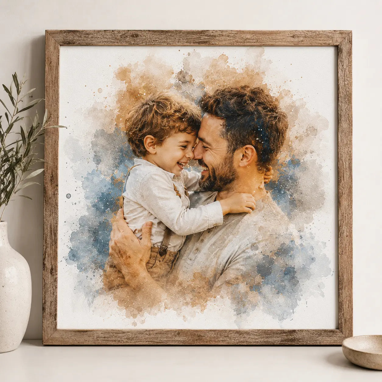 Milestone Memory Art from Photo Personalised Watercolour Keepsake Portrait