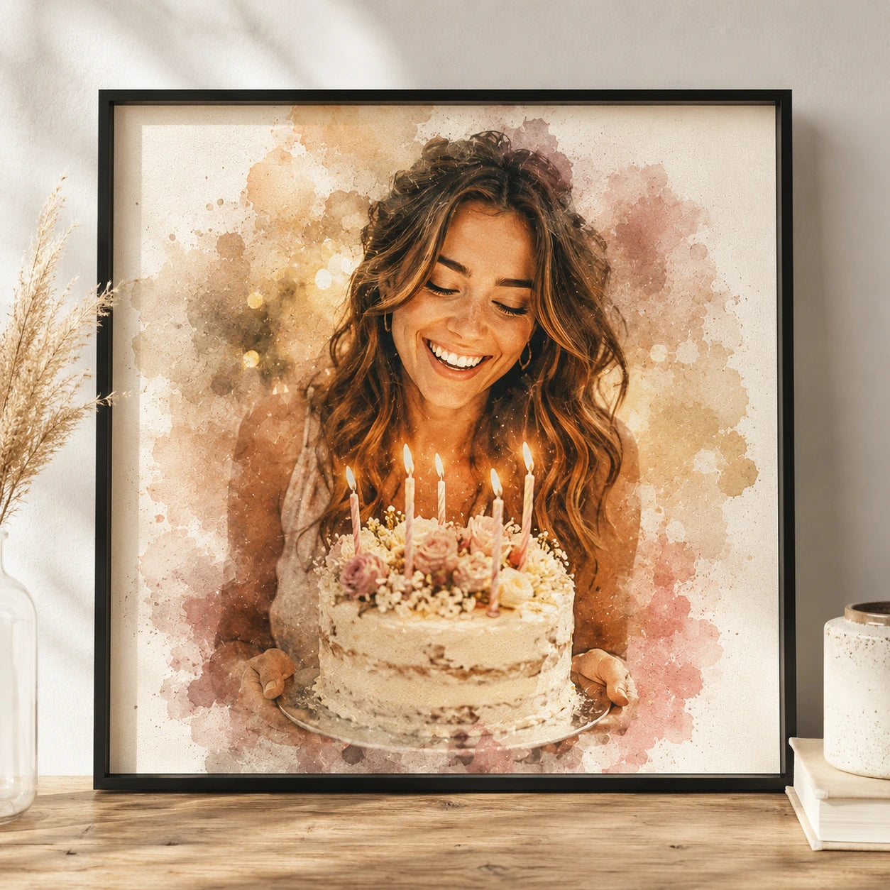 Custom Birthday Portrait Illustration from Photo Personalised Birthday Gift Artwork