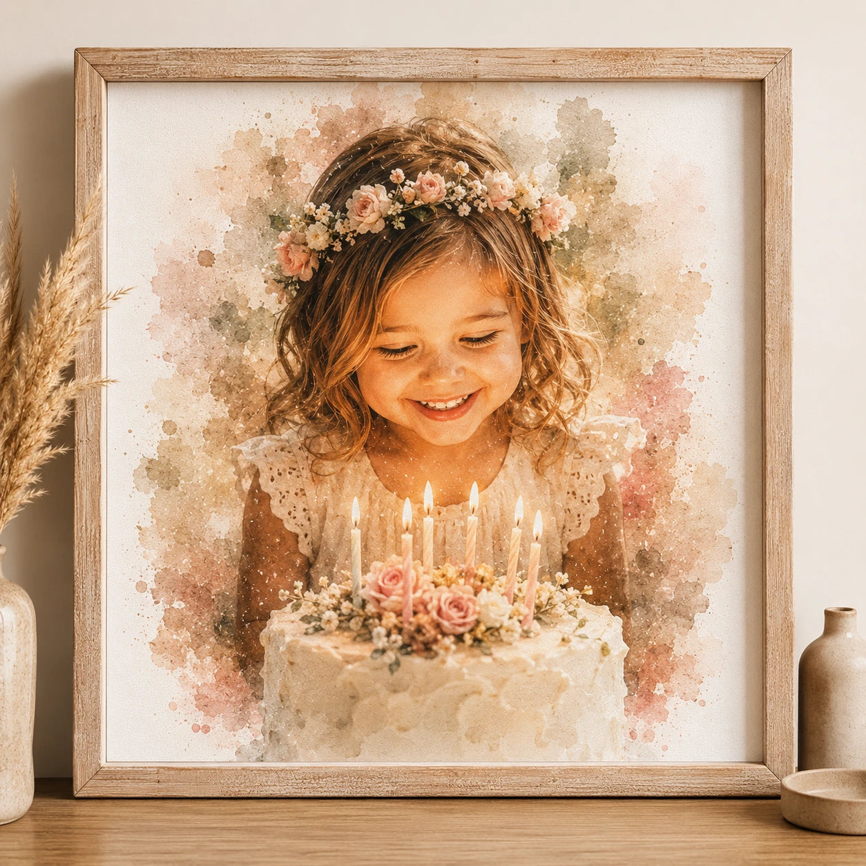 Custom Birthday Portrait Illustration from Photo Personalised Birthday Gift Artwork