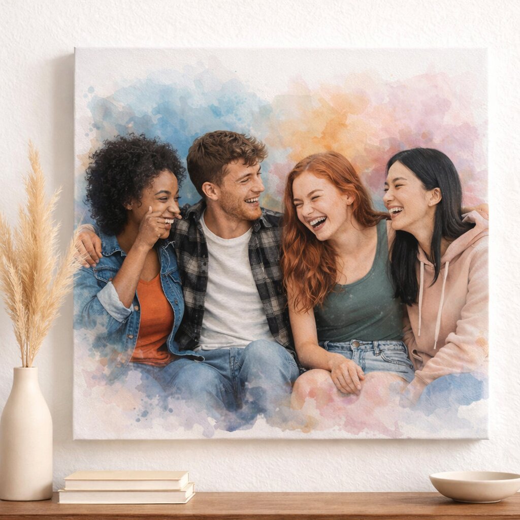 Friend Group Watercolour Portrait