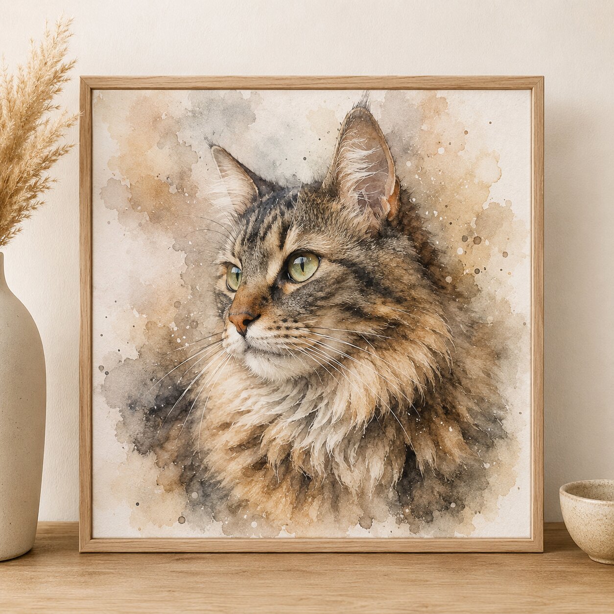 Custom Cat Watercolour Portrait from Photo Personalised Pet Portrait Cat Memorial Gift