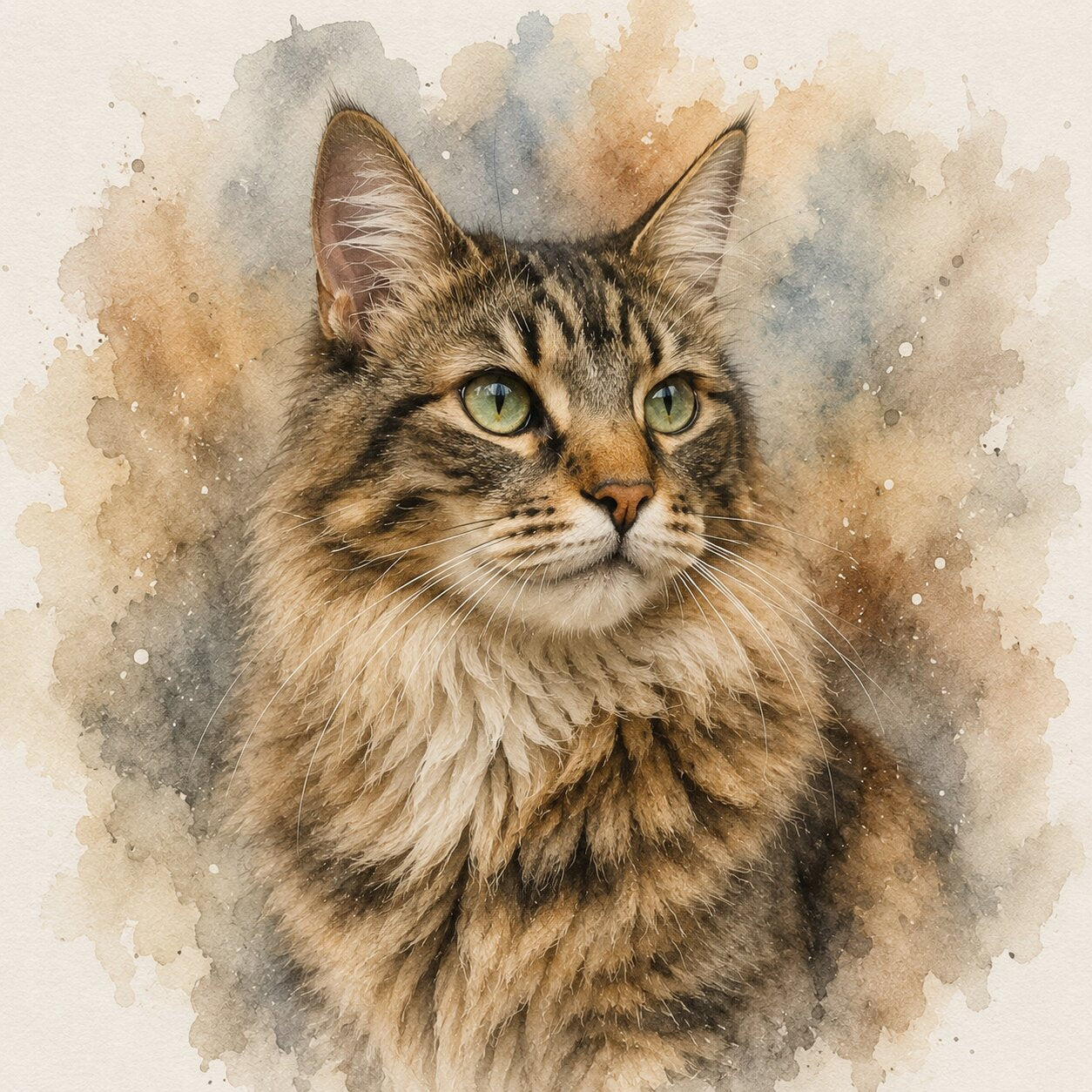 Custom Cat Watercolour Portrait from Photo Personalised Pet Portrait Cat Memorial Gift