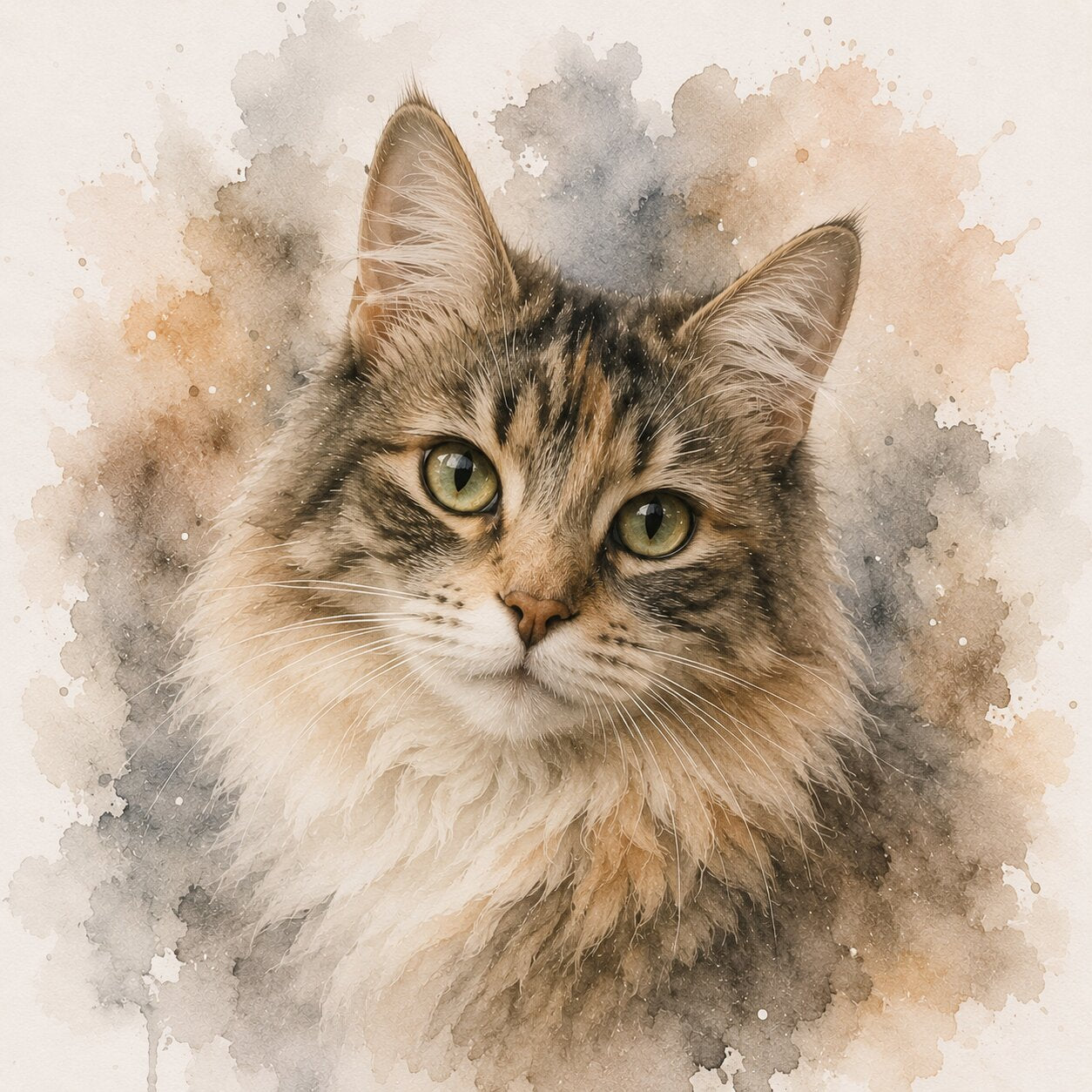Custom Cat Watercolour Portrait from Photo Personalised Pet Portrait Cat Memorial Gift