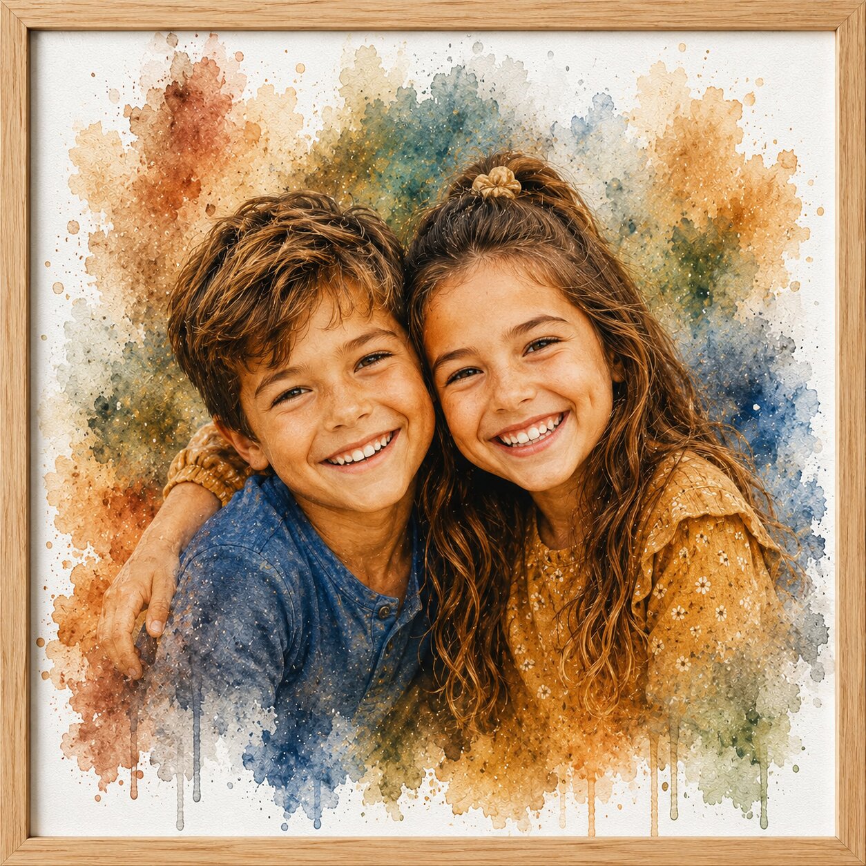 Custom Best Friends Portrait from Photo Personalised Watercolour Friendship Gift Artwork