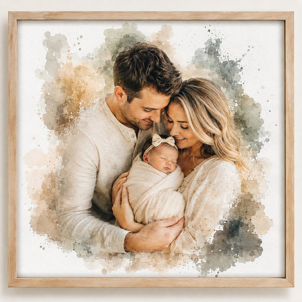 First Couple Portrait Personalised Watercolour New Home Wall Art from Photo
