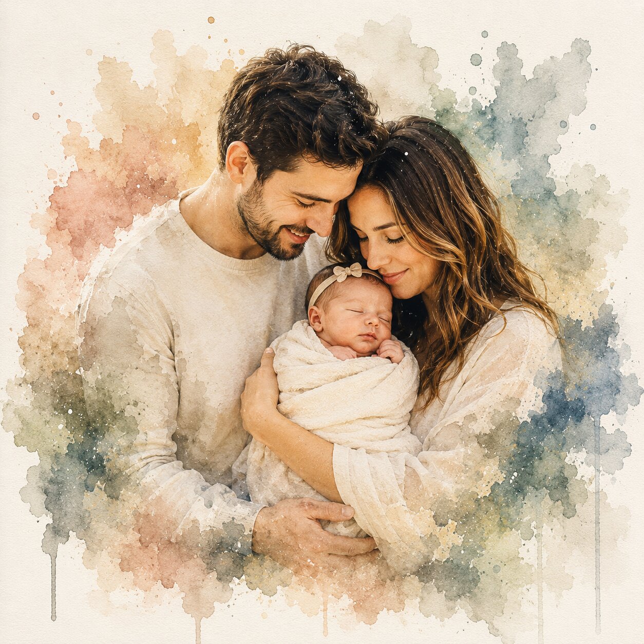First Couple Portrait Personalised Watercolour New Home Wall Art from Photo