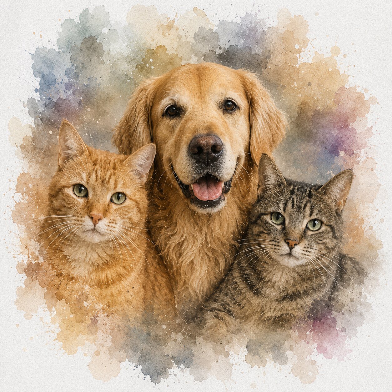 Pet Memorial Watercolour Portrait from Photo Personalised Dog Cat Loss Gift Artwork