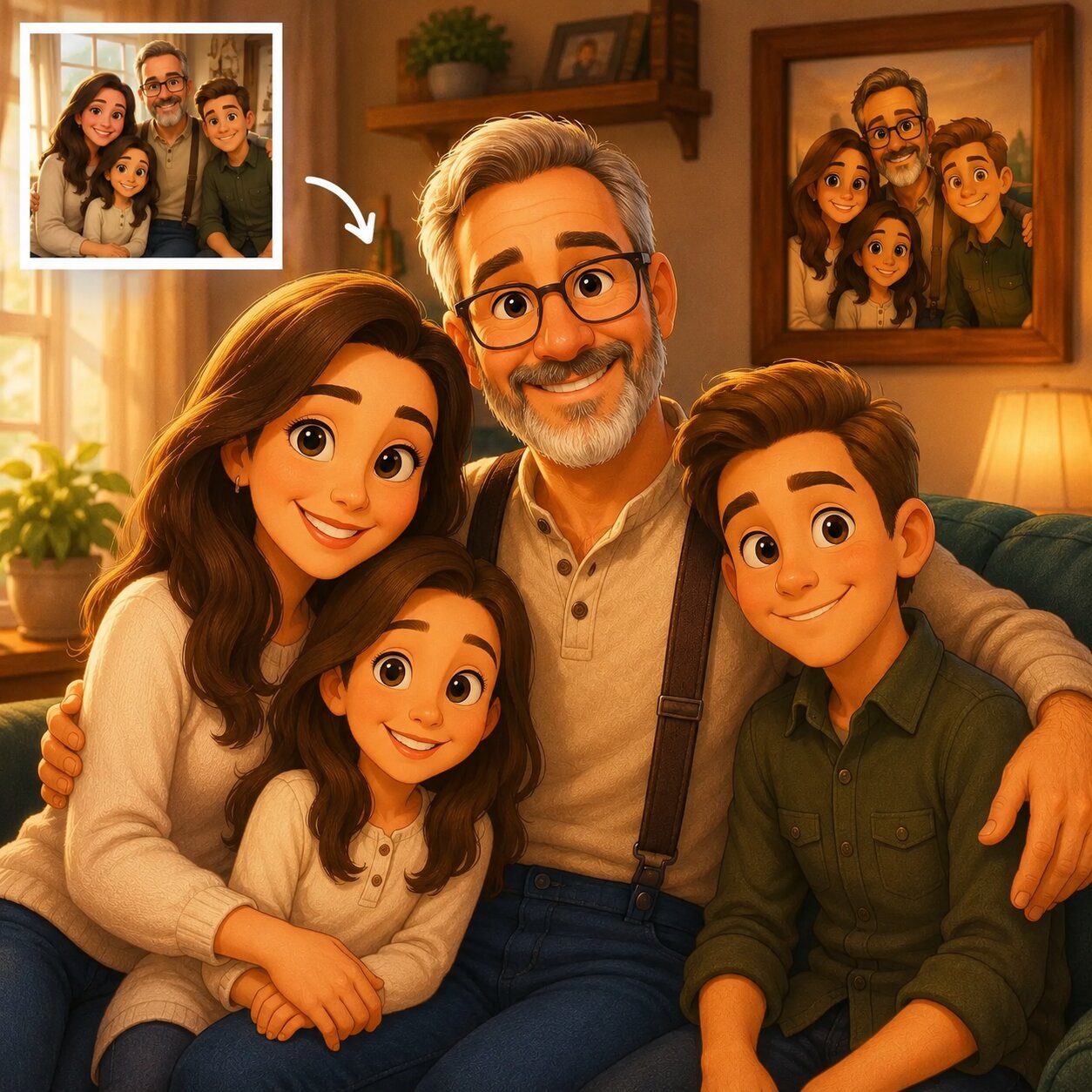 Disney Style Dad Portrait - Custom Father's Day Cartoon Gift from Photo