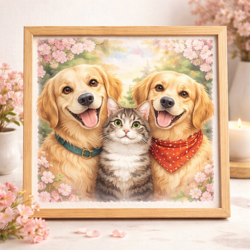 Custom Cartoon Pet Portrait – Personalised Dog or Cat Illustration from Photo, Fun Pet Artwork Gift