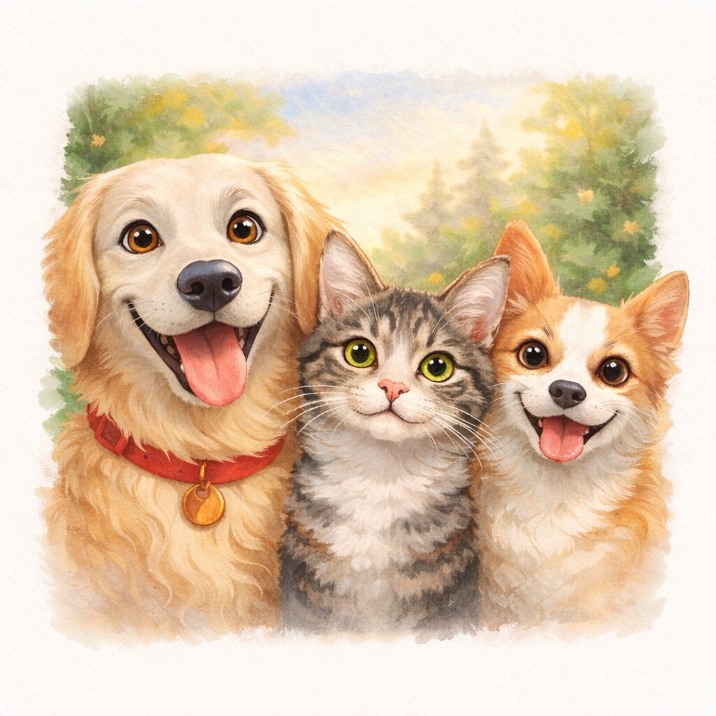 Custom Cartoon Pet Portrait – Personalised Dog or Cat Illustration from Photo, Fun Pet Artwork Gift