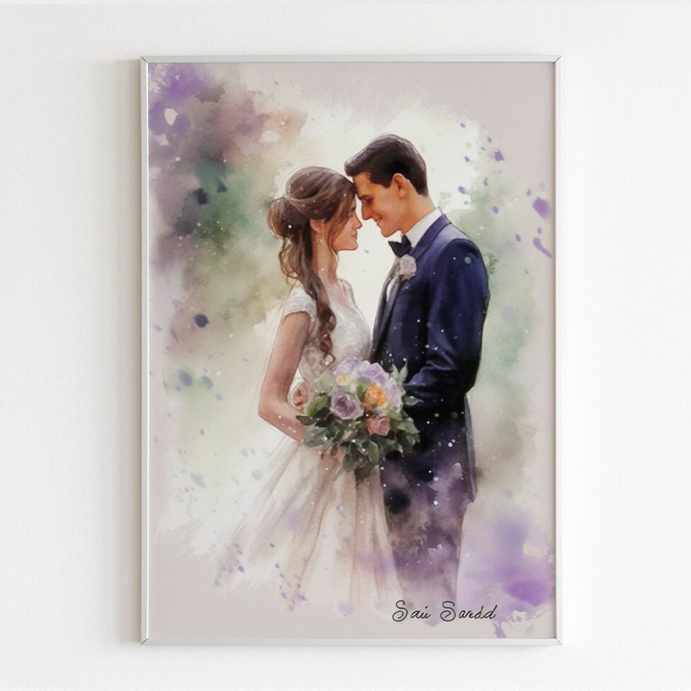 Personalised Watercolour Couple Portrait