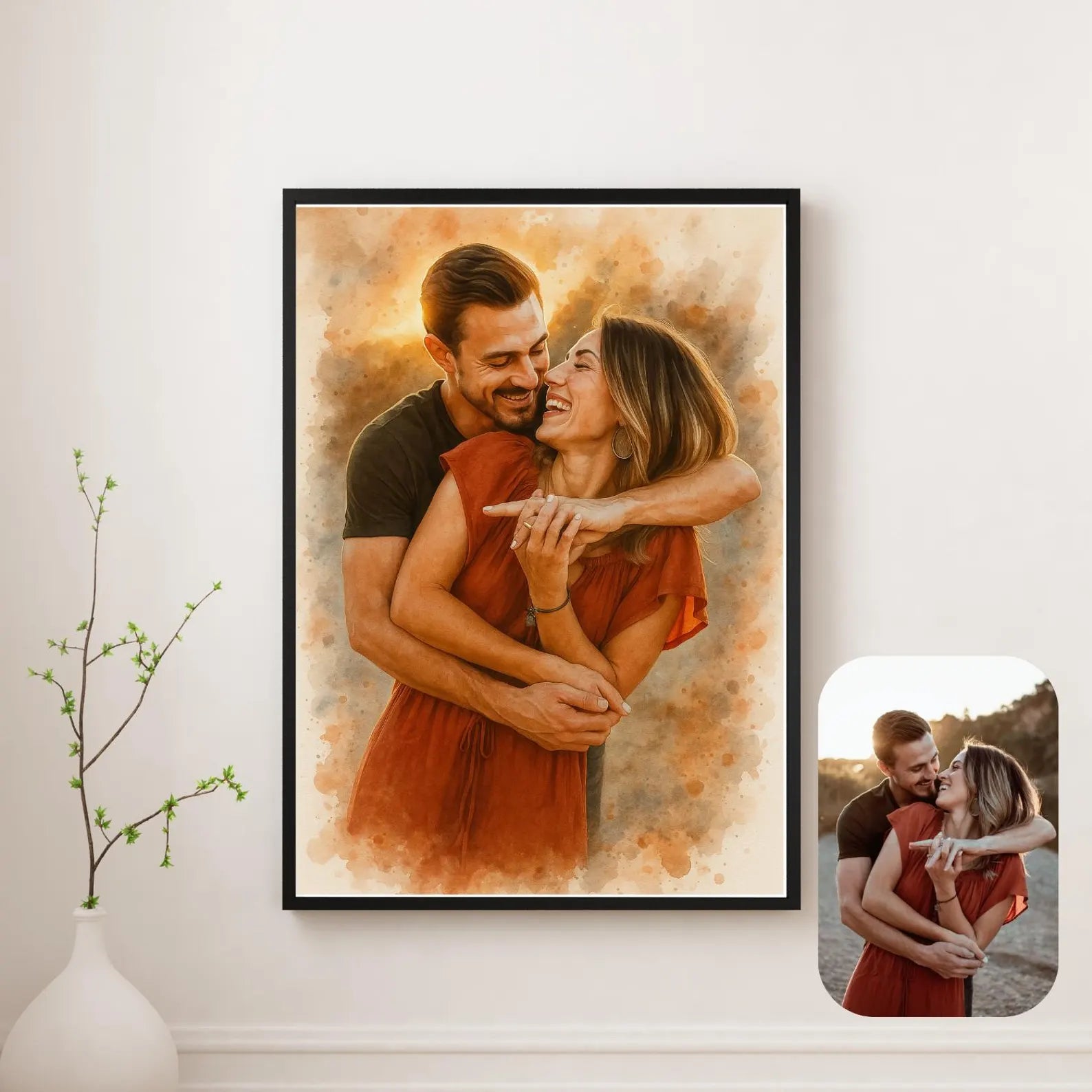 Custom Watercolor Family Portrait | Personalized Memorial Art from Photo | Digital Download | Thoughtful Bereavement Gift