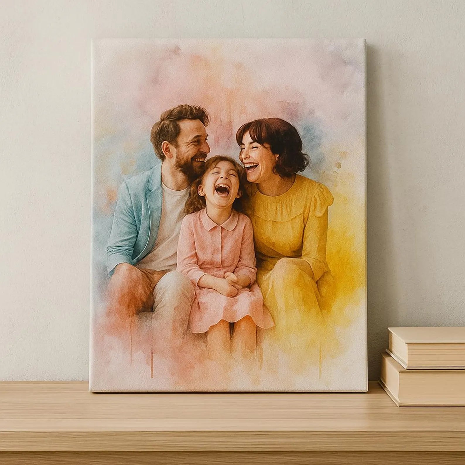 Custom Watercolor Family Portrait | Personalized Memorial Art from Photo | Digital Download | Thoughtful Bereavement Gift