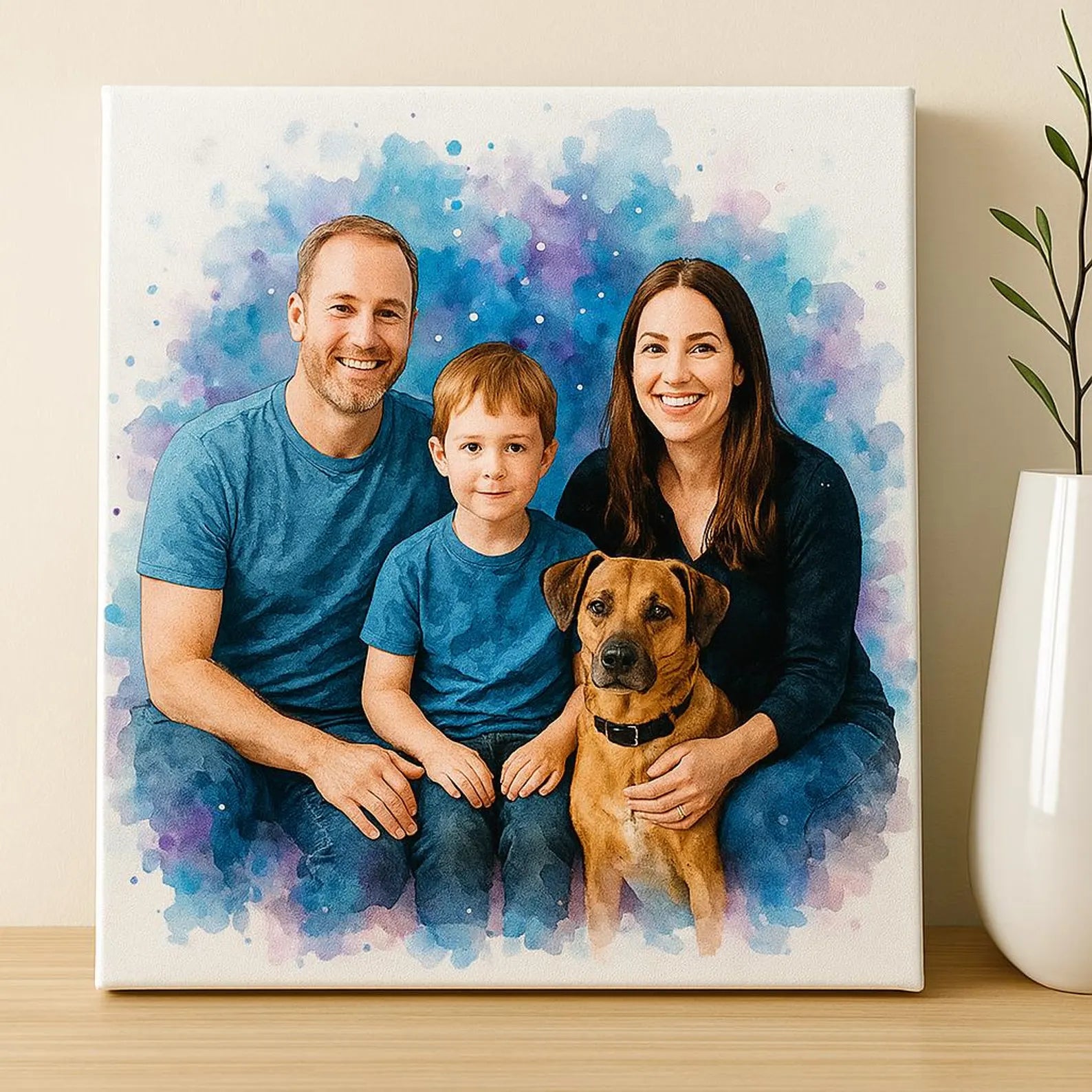 Custom Watercolor Portrait from Photo | Personalised Gift | Family, Couple or Pet | Ready to Hang Wall Art