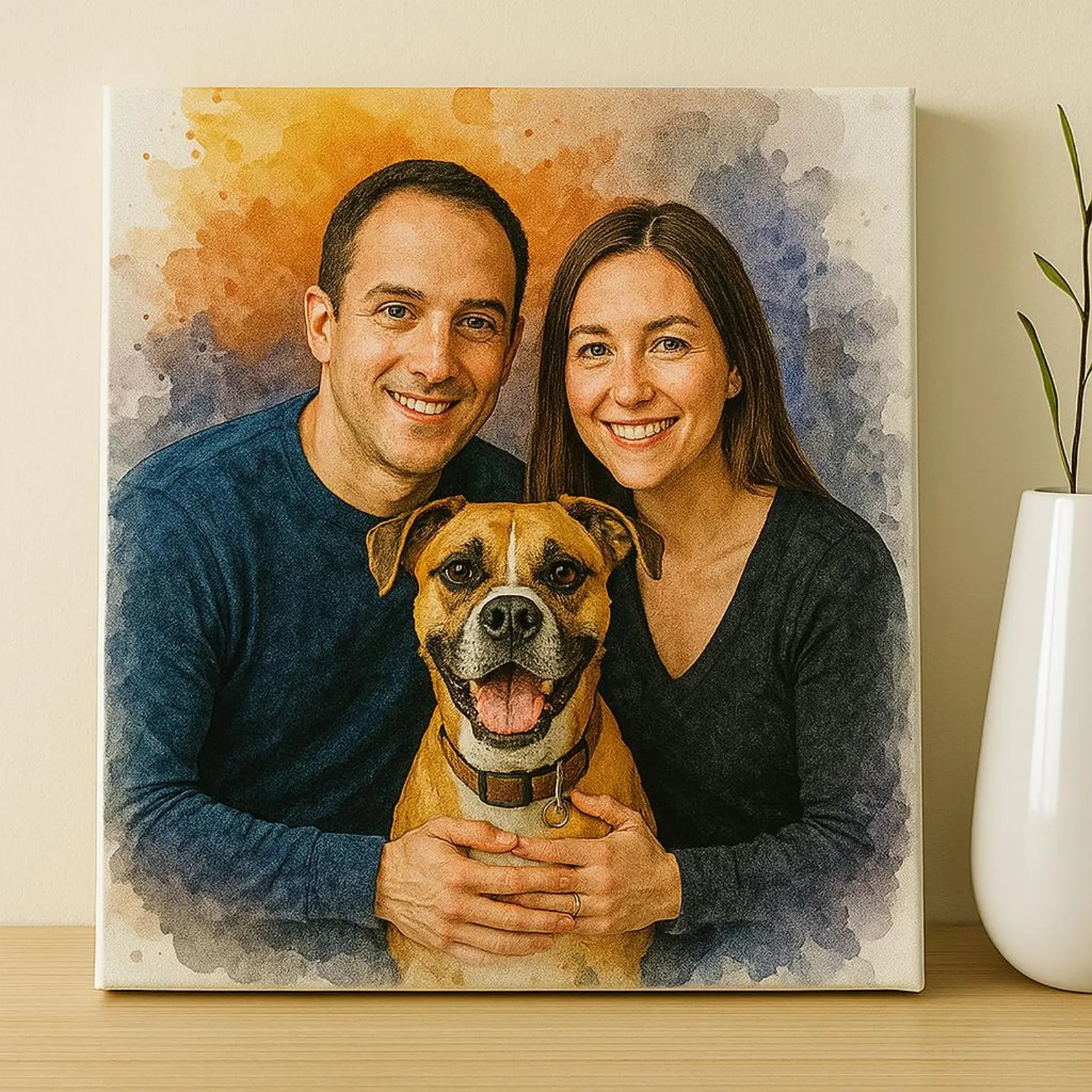 Custom Watercolor Portrait from Photo | Personalised Gift | Family, Couple or Pet | Ready to Hang Wall Art
